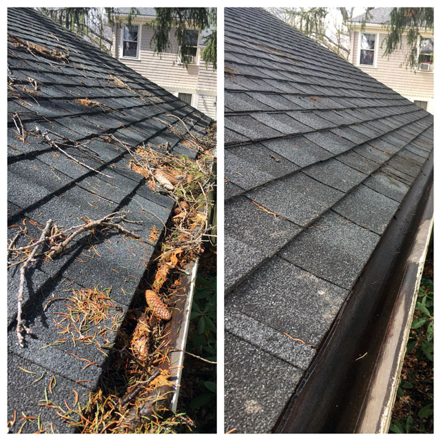 gutter before and after cleaning